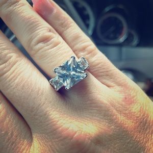 Huge CZ & Silver Ring with Accents!
